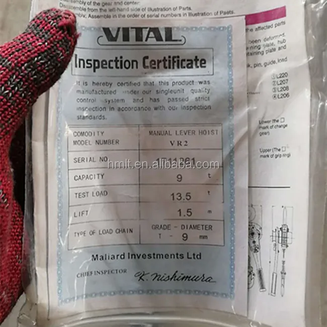 wholesale VL 1.5 ton lever block chain hoist