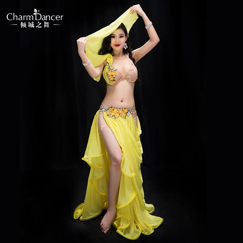 
YC043 Performance Professional bellydance costumes Spandex and Pearl Chiffon belly dance wear for girl 