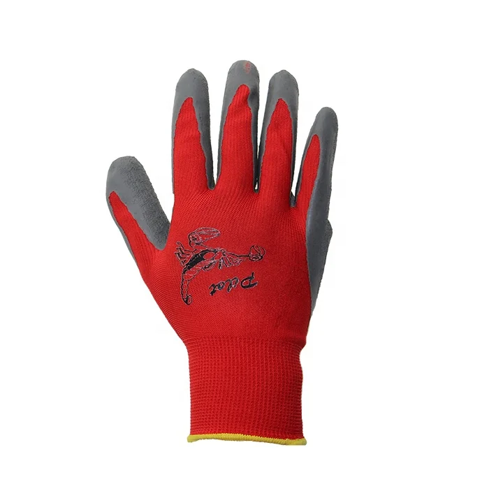 EN 388  standard13 Gauge Polyester Knitted Crinkle Latex Dipped Gloves Coated Work Gloves