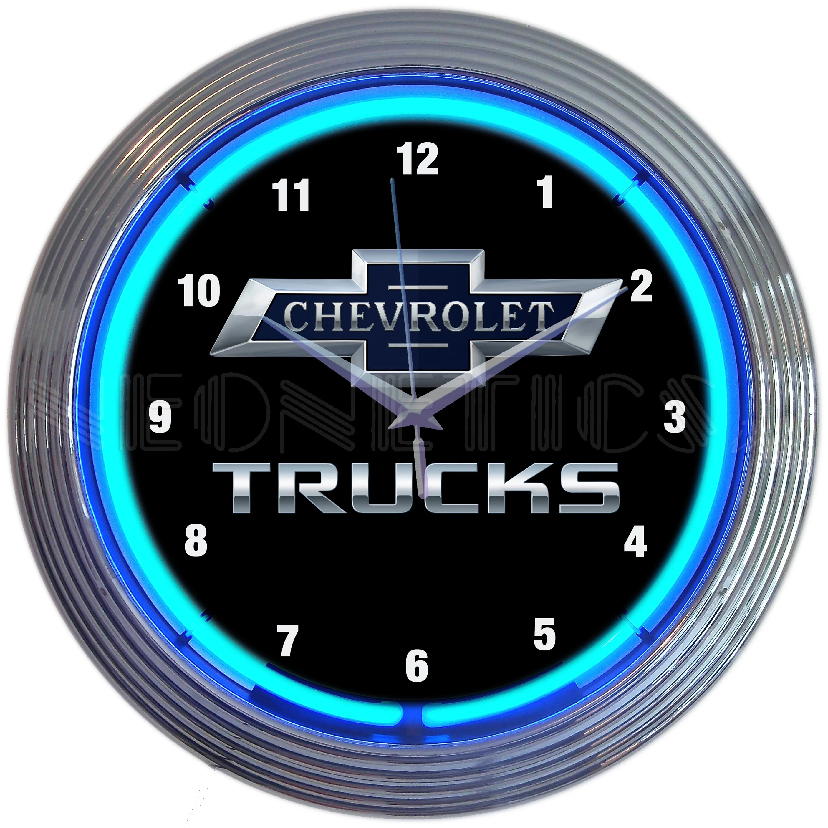 Wholesale custom neon lights decoration GM chevy trucks round neon clock custom glass neon wall clock