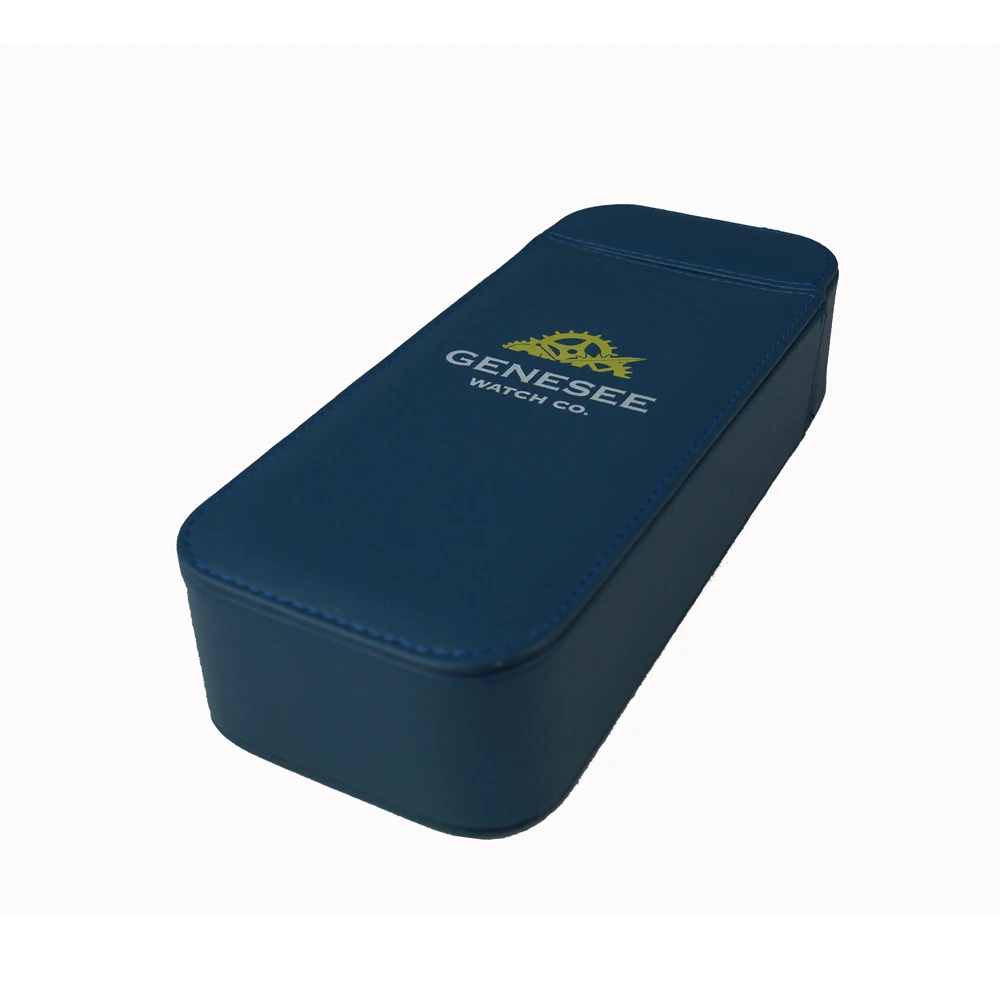 superior genuine black leather zipper watch case for single watch