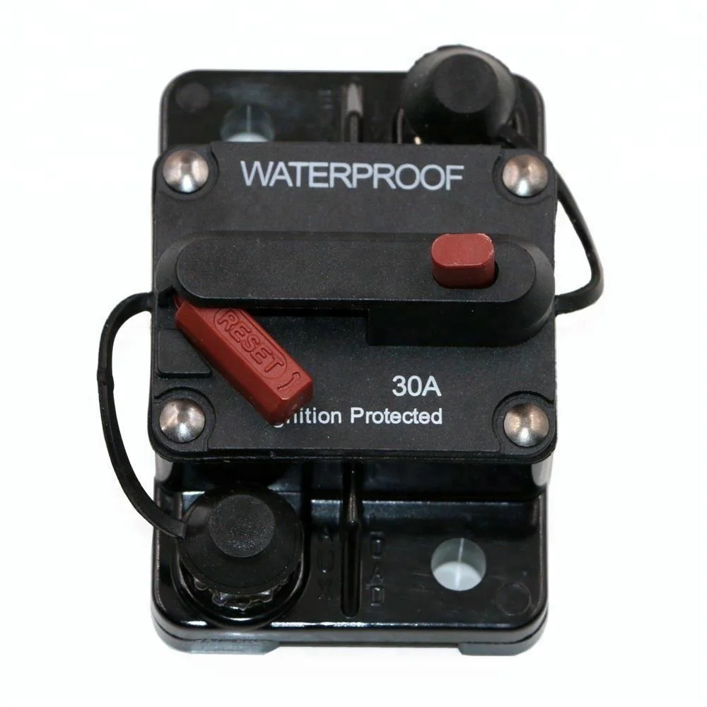 30 Amp Surface-Mount Circuit Breakers with Manual Reset for Car Truck Rv ATV Marine Trolling Motor 12V- 48V DC, Waterproof (30A)