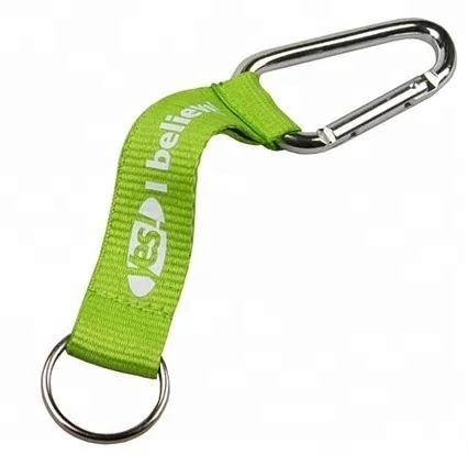 Factory supply custom carabiner with strap and keyring