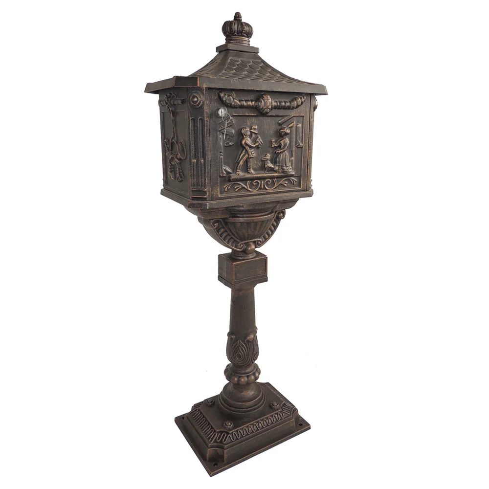 Brown Colour Cast Aluminum Mailbox CF-M-05 From Chengfeng