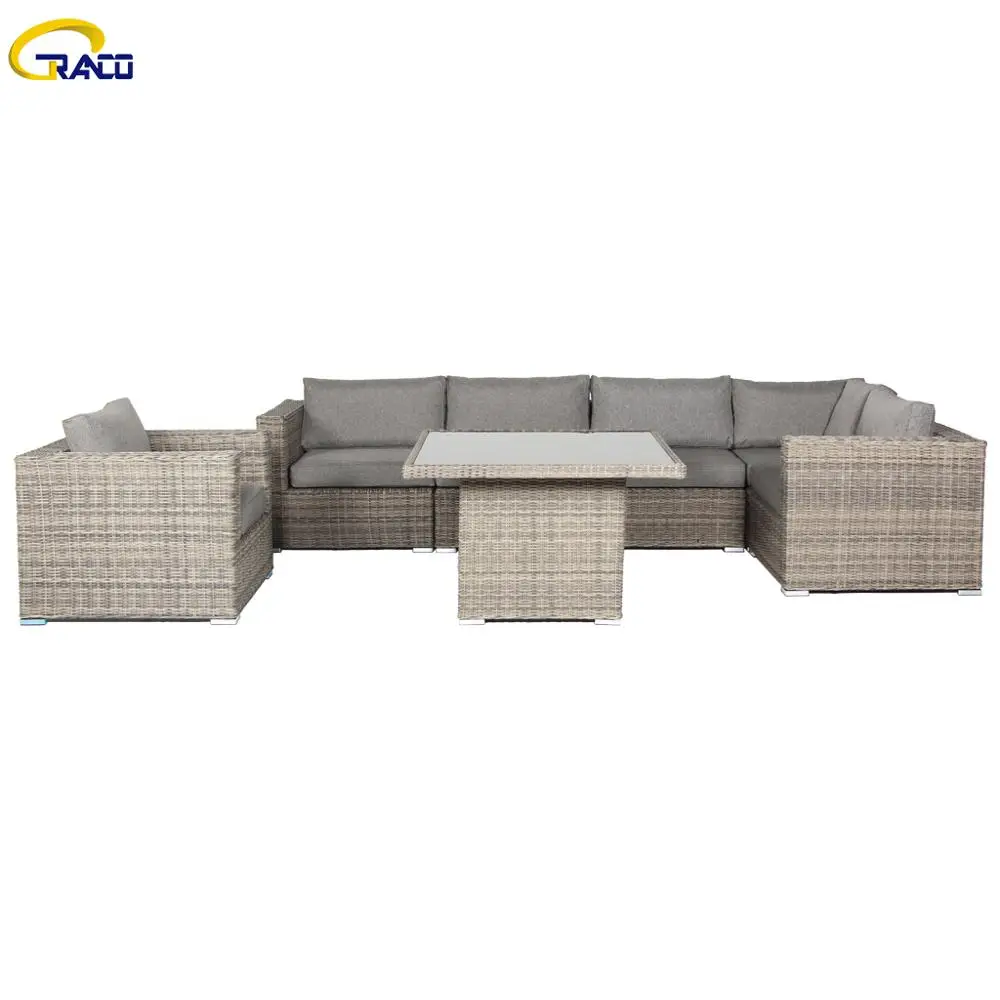 
Promotion leisure outdoor rattan garden furniture 6 seater elegant european furniture garden sofa set 