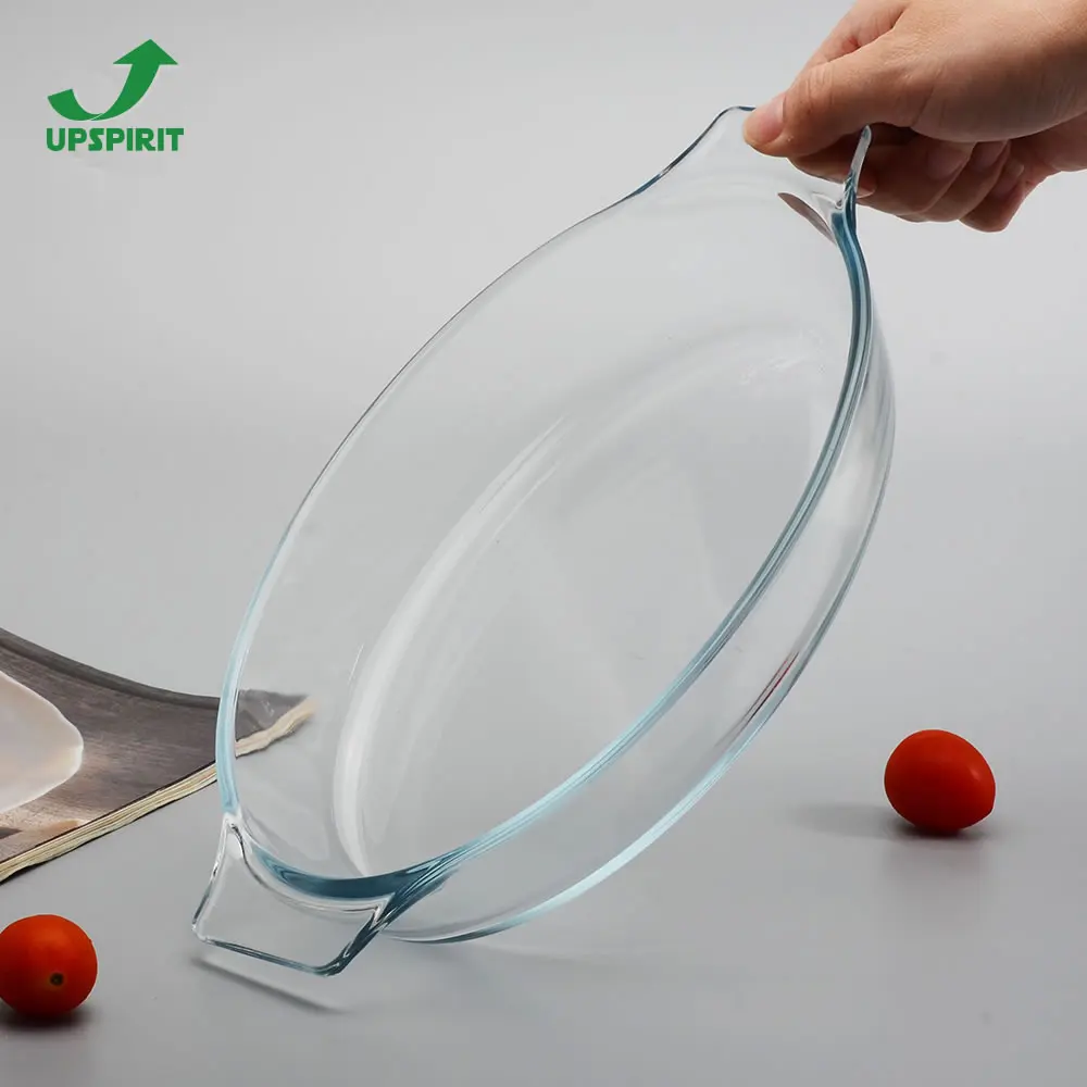 Oval High Borosilicate Glass Bakeware Dish Easy Grab Glass Baking Tray
