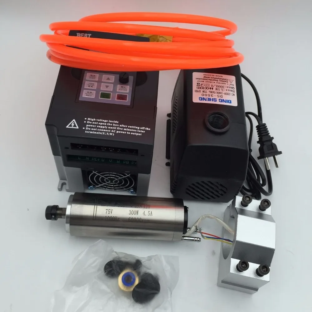 
Spindle with VFD 800w ER11 220VAC Water cooling spindle motor VFD inverter Bracket Pump Pipe 