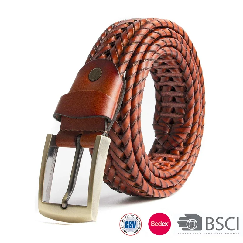 Мужские Плетеные Ремни из натуральной кожи для джинсов