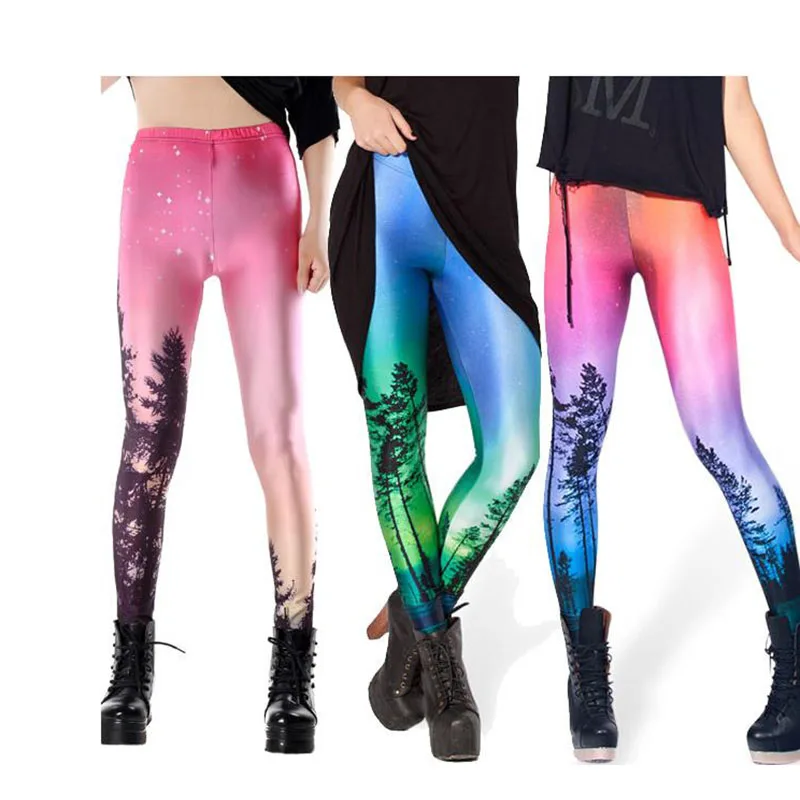 Leggins Sexy slim Leggings  women Leggings with tropical coconut trees gradient female Digital printing leggings
