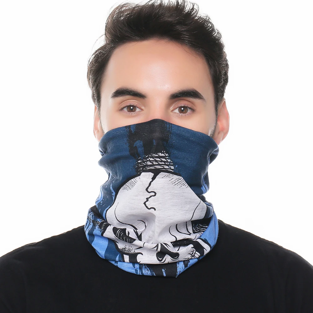 Elastic Skull Face headwear Polyester Fabric Scarf Custom Your Own Design Printed Bandanas