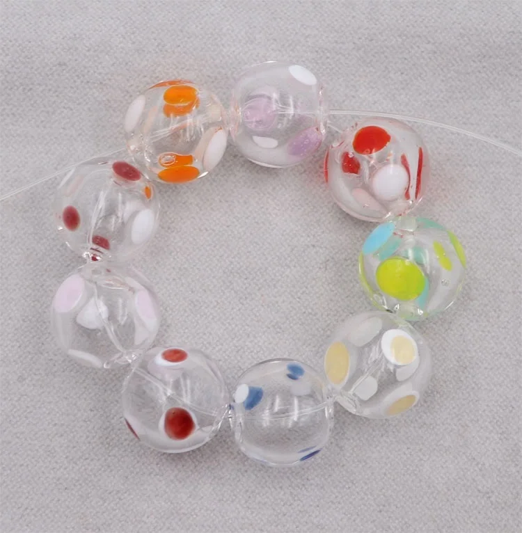 12mm Round Blown Hollow Perforated Wave Point Glass Beads from China for Fantasy Dry Flower Jewelry DIY accessories Finding