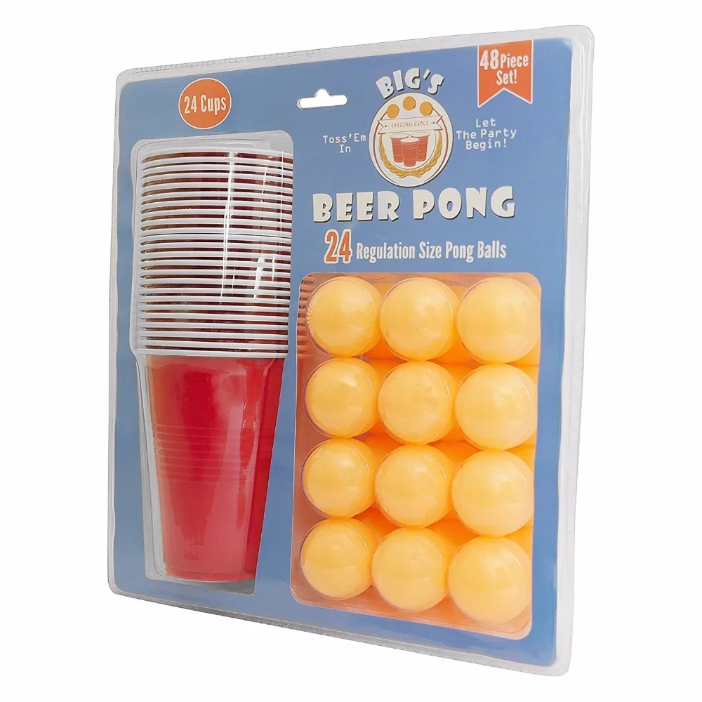 Beer-pong game set with 24 pieces cups and 24 pieces balls