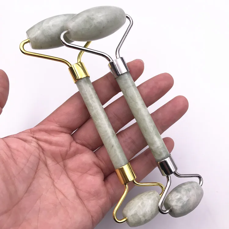 Jade Roller and Gua Sha Scraping Massage Tool Anti-aging 100% Natural Facial Jade Stone Set - Face Eye Neck Beauty Roller