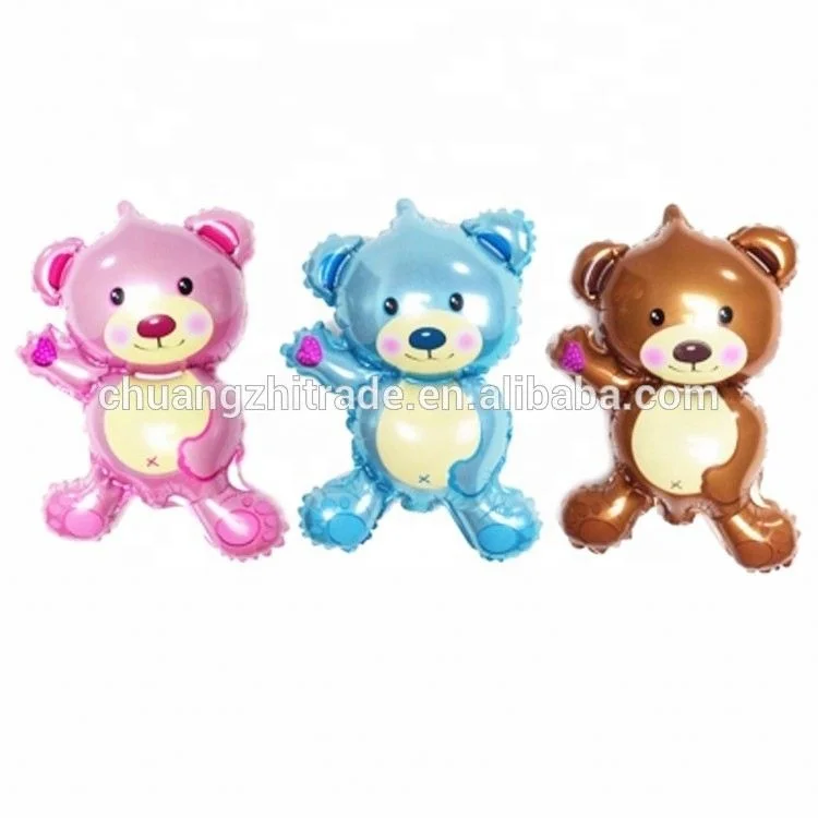 Little lovely wave bear small size 3color handheld kids game prize party gifts mini bears aluminum balloon