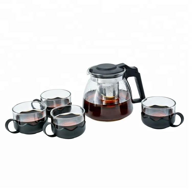 Promotion High Borosilicate Glass Coffee Tea Set With Tea And Coffee Cup