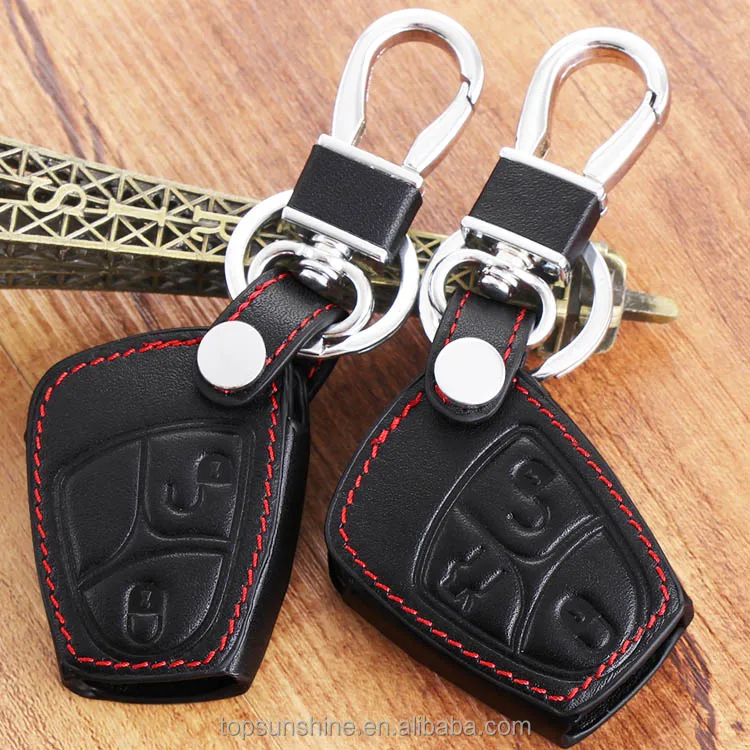 key protective holder keychain accessories remote PU leather key bag case cover for Mercedes Benz