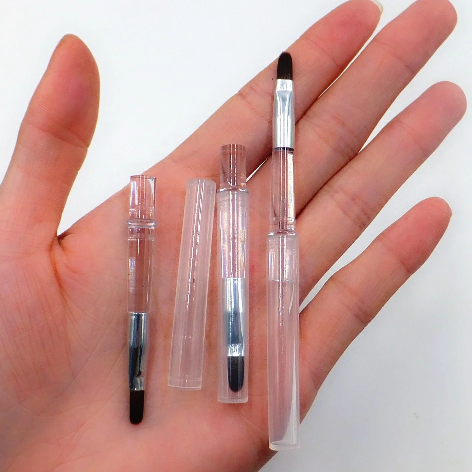 Портативная Черная или прозрачная мини-кисть для губ, кисть для подводки глаз с крышкой, кисть для помады