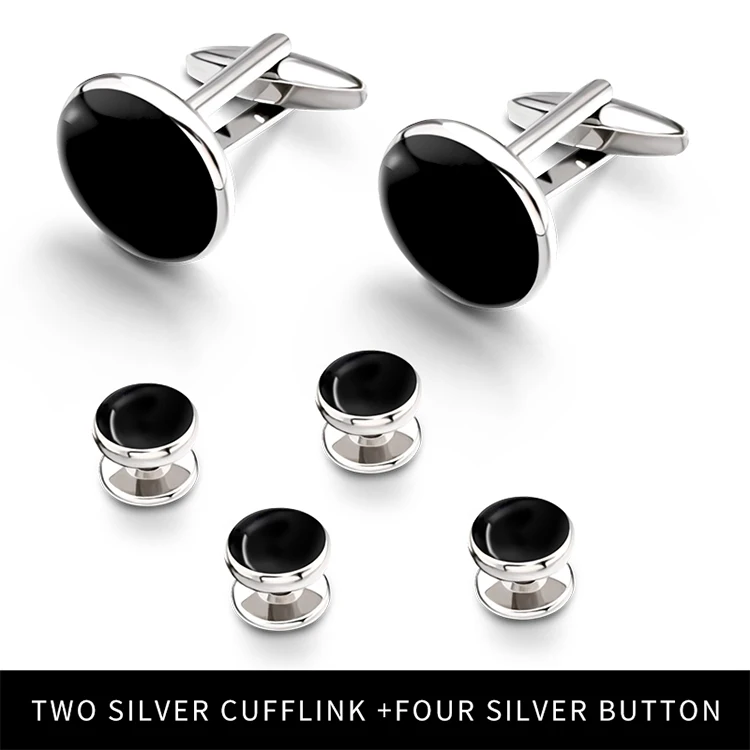 Новые деловые мужские круглые черные агатовые запонки оптом