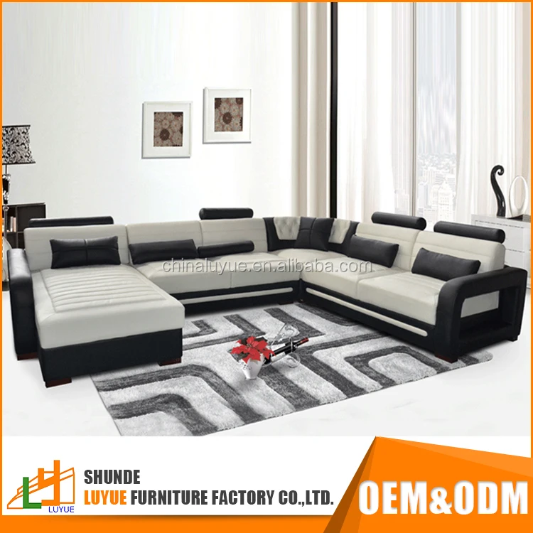 hot sale luxury style OEM ODM furniture living room 8 seater sofa sets modern leather corner sofas sectionals