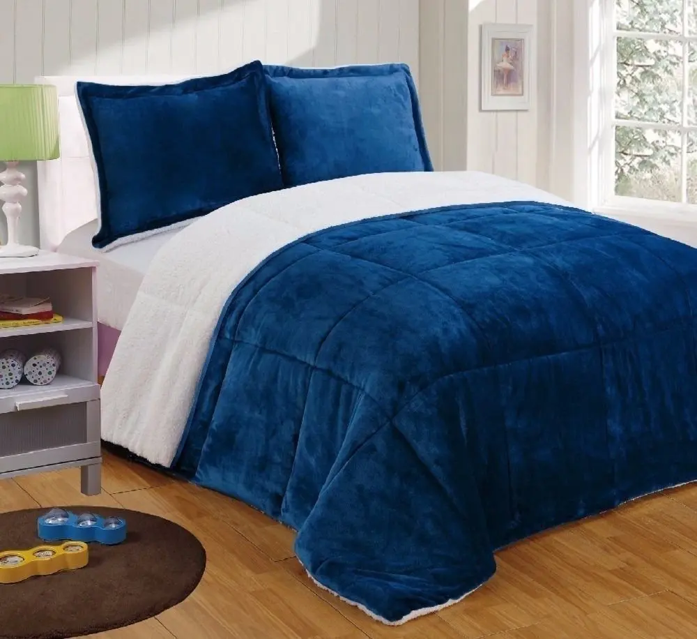 stock Plush and Sherpa Reversible Polyester filled Comforter Set