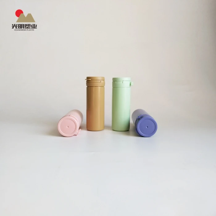 50ml round HDPE plastic candy container  chewing gum bottle vitamin bottles with ring-pull cap