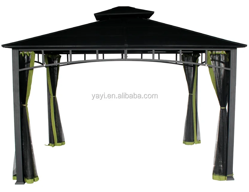 Weather-Resistant Pergola Aluminum Gazebo For Outdoor Garden Backyard Use with 4 curtains