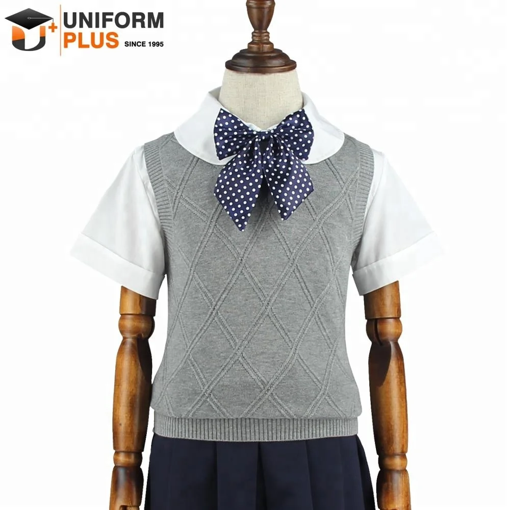 European style cotton gray kids kindergarten school uniform sweater vest for autumn