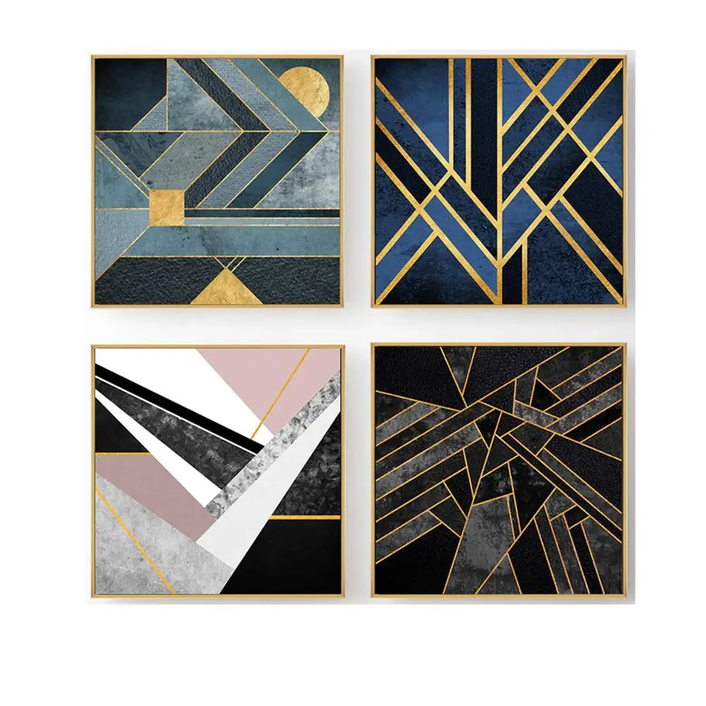4 pcs 50x50cm Printed Wall Abstract Paintings Framed Wall Art Canvas Prints Paintings