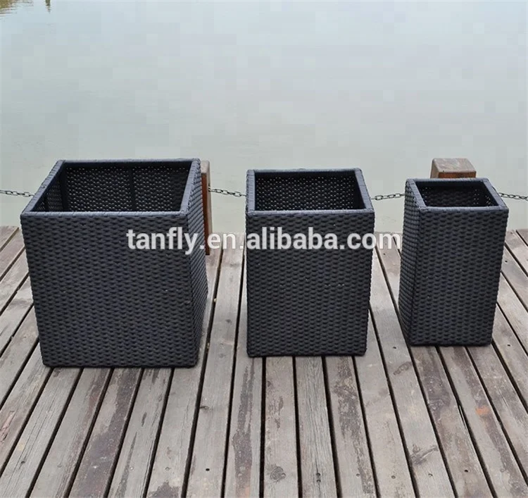 Wicker Planter Handmade Modern Custom Stackable Rattan Flower Pots