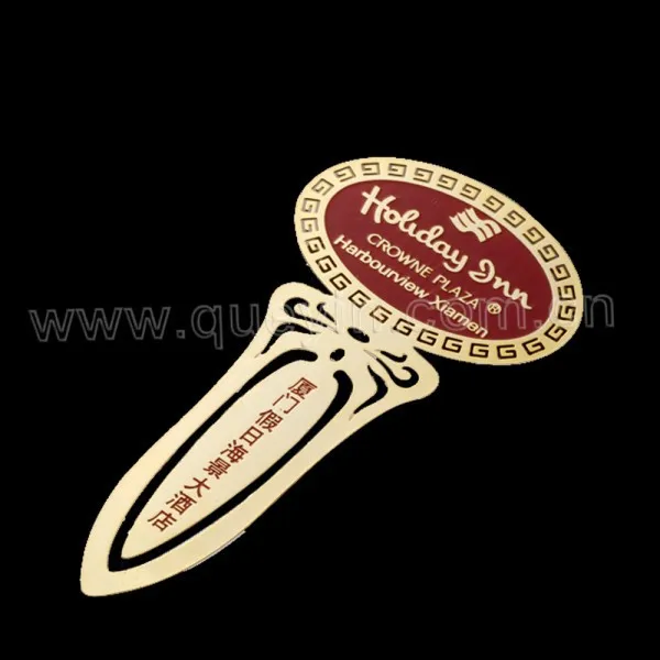 Engraved metal processing bookmarks for hotel souvenir