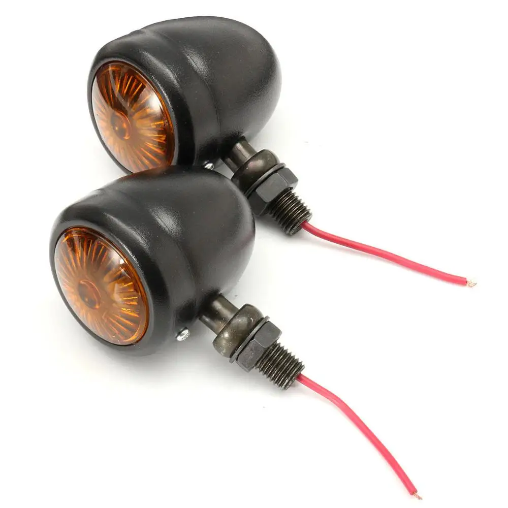 Old School 12V Motorcycle Metal Case Turn Signal Indicator Light Lamp Bulb