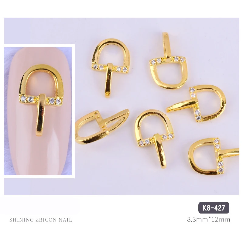 OEM Luxury Metal House Shoe Shape Chic Nail Art Charm Cubic Zircon Decoration Nail 3D Nail Sticker DIY Art Decoration Jewelry