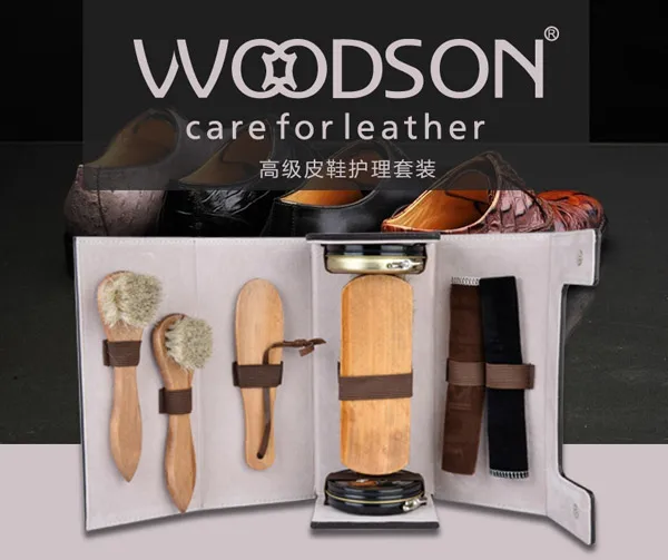 
wooden high quantity shoe shine gift set 