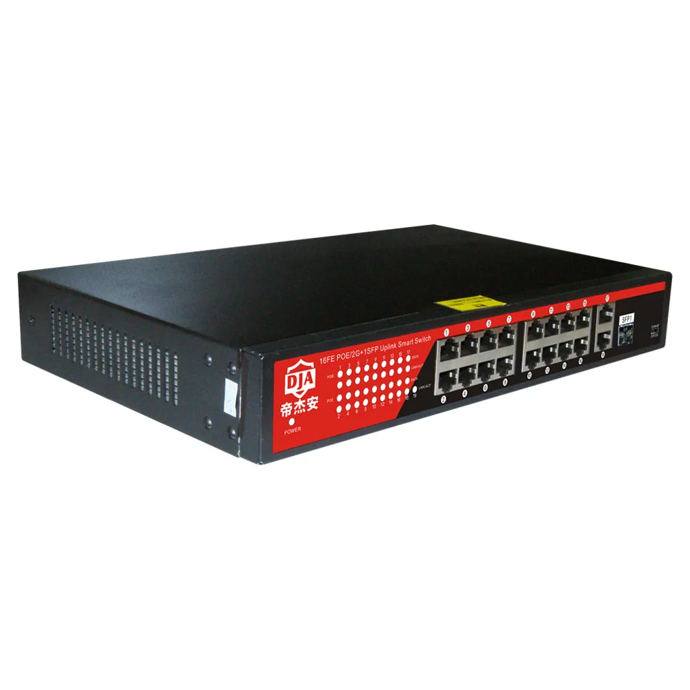 
Unmanaged network poe switch Fiber gigabit 16+3 port 48V for CCTV 