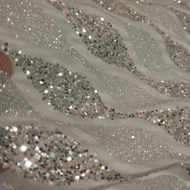 Высококачественная Роскошная блестящая Тюлевая сетка серебряного цвета для вечернего свадебного платья горячая распродажа Золотая кружевная ткань с