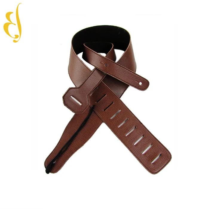 Soldier Top Grain Leather Cowhide Padded Guitar Strap for Electric Bass Guitar Adjustable Belt