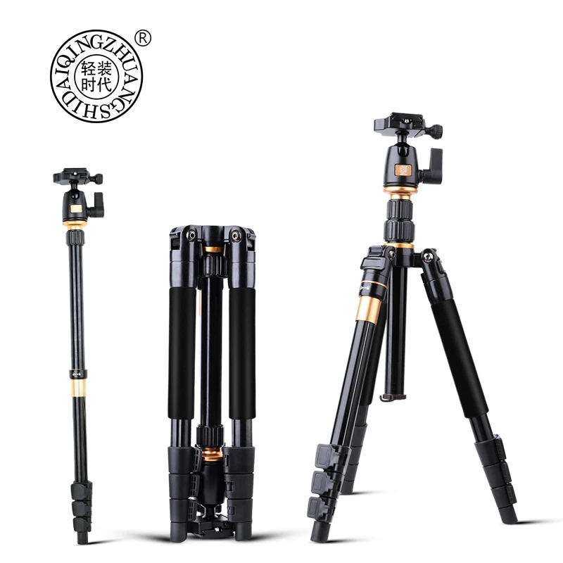 Professional camcorder tripod photo 8kg load 1540mm dslr digital telescope tripod gimbal head Q555 pro stand tripod monopod