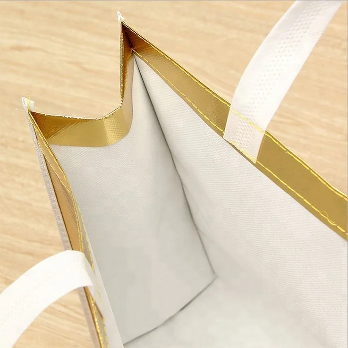 Personalized gold metallic hologram shopping non woven bag