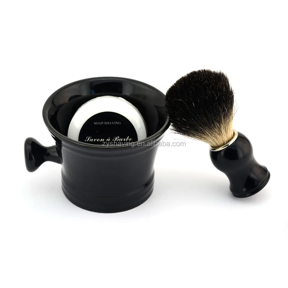 ZY Ceramic Mug Bowl Shaving Soap Badger Hair Brush Set Best Luxury Shaving Cream for use with your favorite Shave Soap