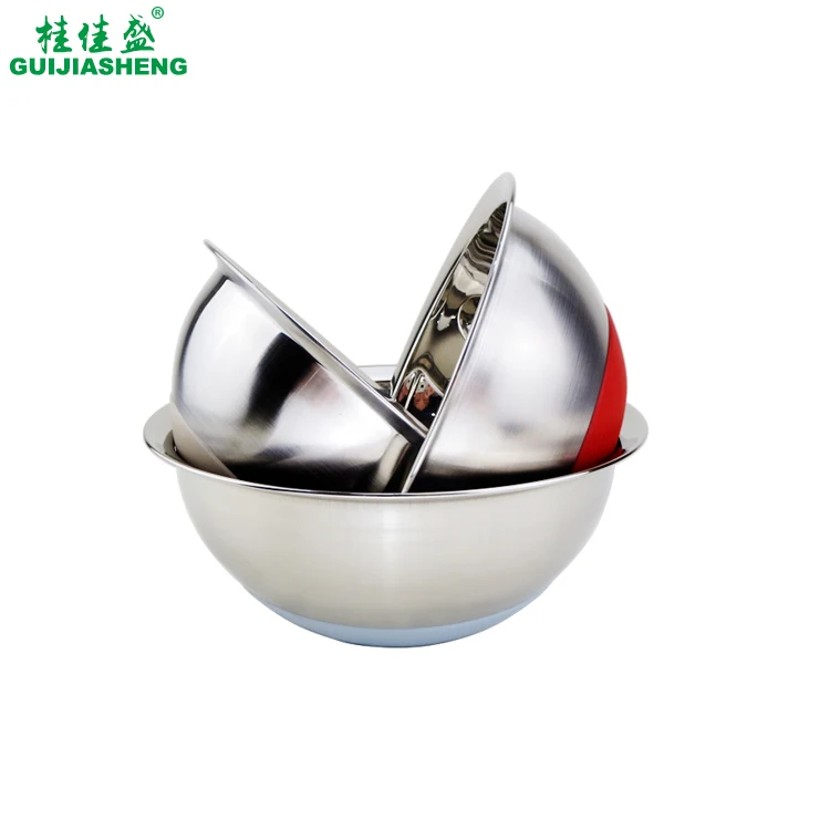 
Stainless steel multifunction deep salad mixing/ bowls set with silicone bottom 