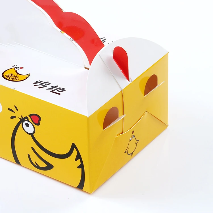 Original design chicken wings delivery box take out containers disposable paper take out containers with handle
