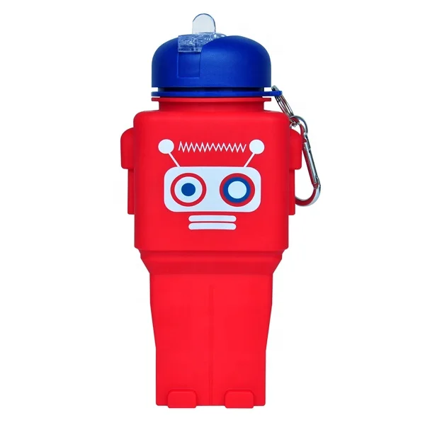 Silicone Cartoon School Children Water Jar Colorful Robot Water Bottle Kid