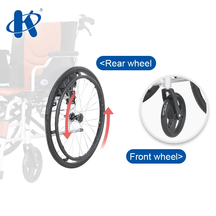 Kaiyang KY868LFJ-A lightweight Foldable detachable footrest manual Wheel chair flip up PU armrest Aluminum manual Wheelchairs