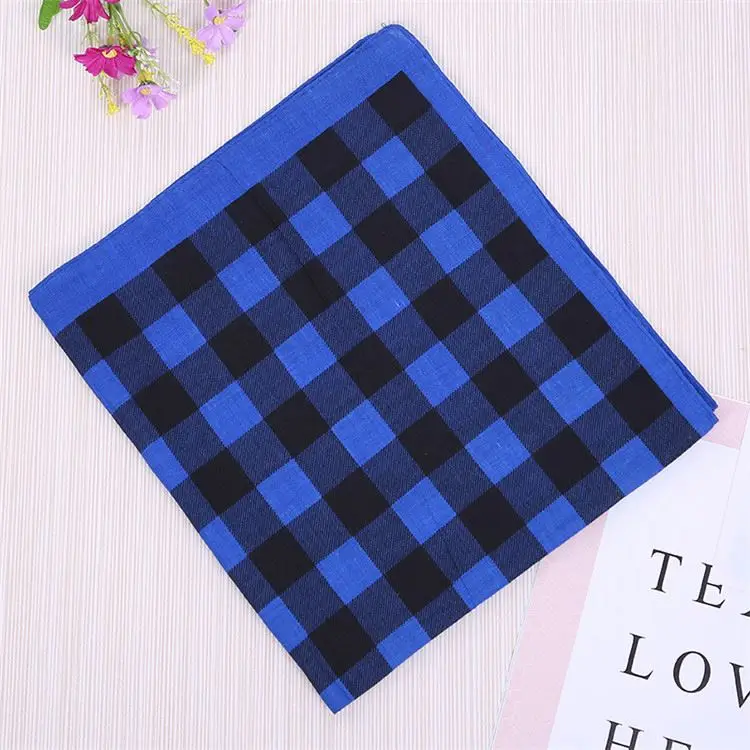 China custom fashion charming grid printed hair bandana custom logo bandana