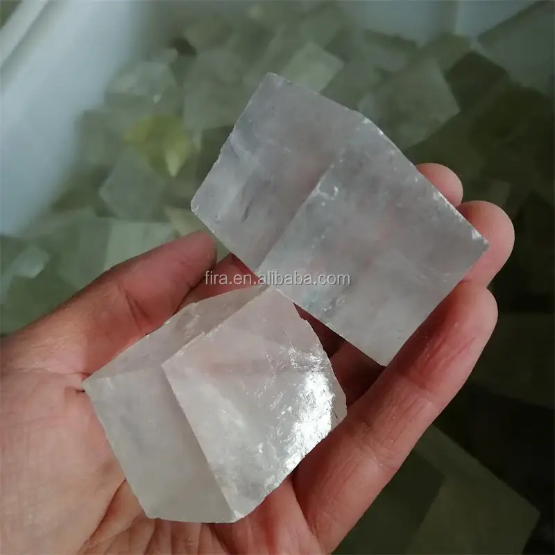 Natural Iceland Raw Calcite Quartz Crystal Rough Stone White Clacite Cube For Healing Crystals