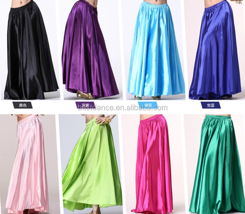 Belly Dance Costume Wear Full Circle Long Skirt Satin Swing Flamenco Skirt Costume