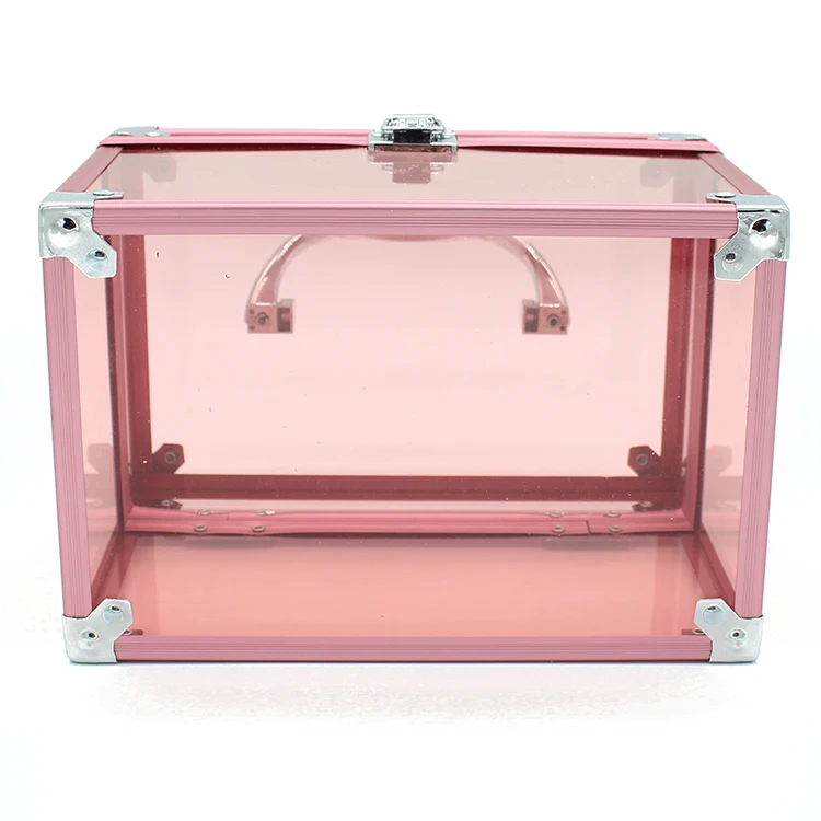 
Custom Pink Aluminum Train Beauty Acrylic Makeup Case 