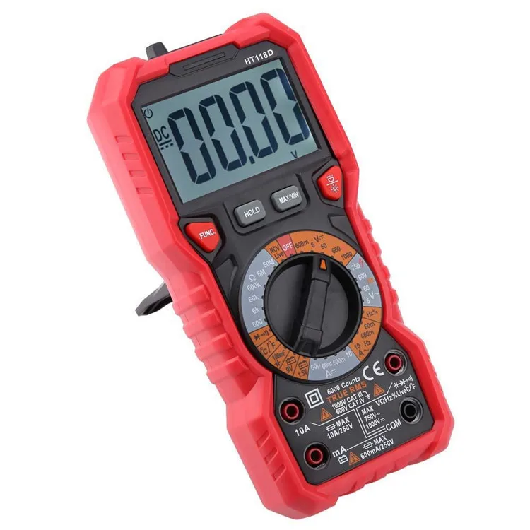 HT118D New Digital Multimeter Handheld AC/DC Voltmeter Ammeter Capacitance HZ Tester with Flashlight Cheap Multimeter