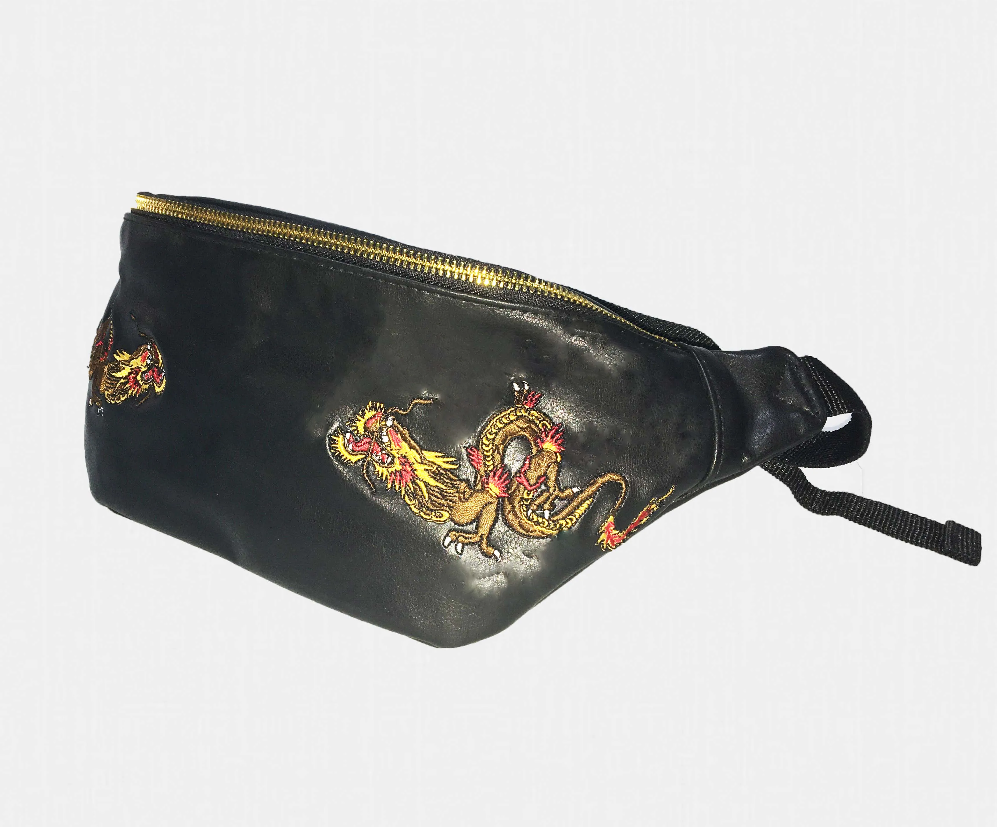 Customized classic Crossbody Bag Chinese dragon PU leather applique Fanny Pack Embroidery waist bag