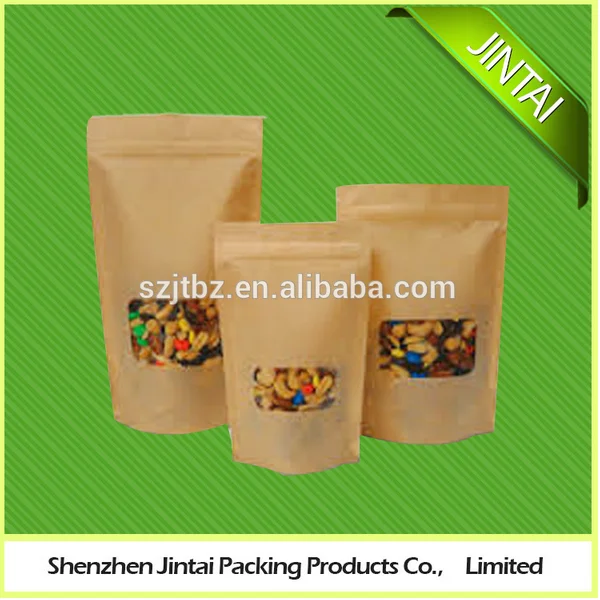 Kraft paper bag with clear window wholesale for coffee oker brand